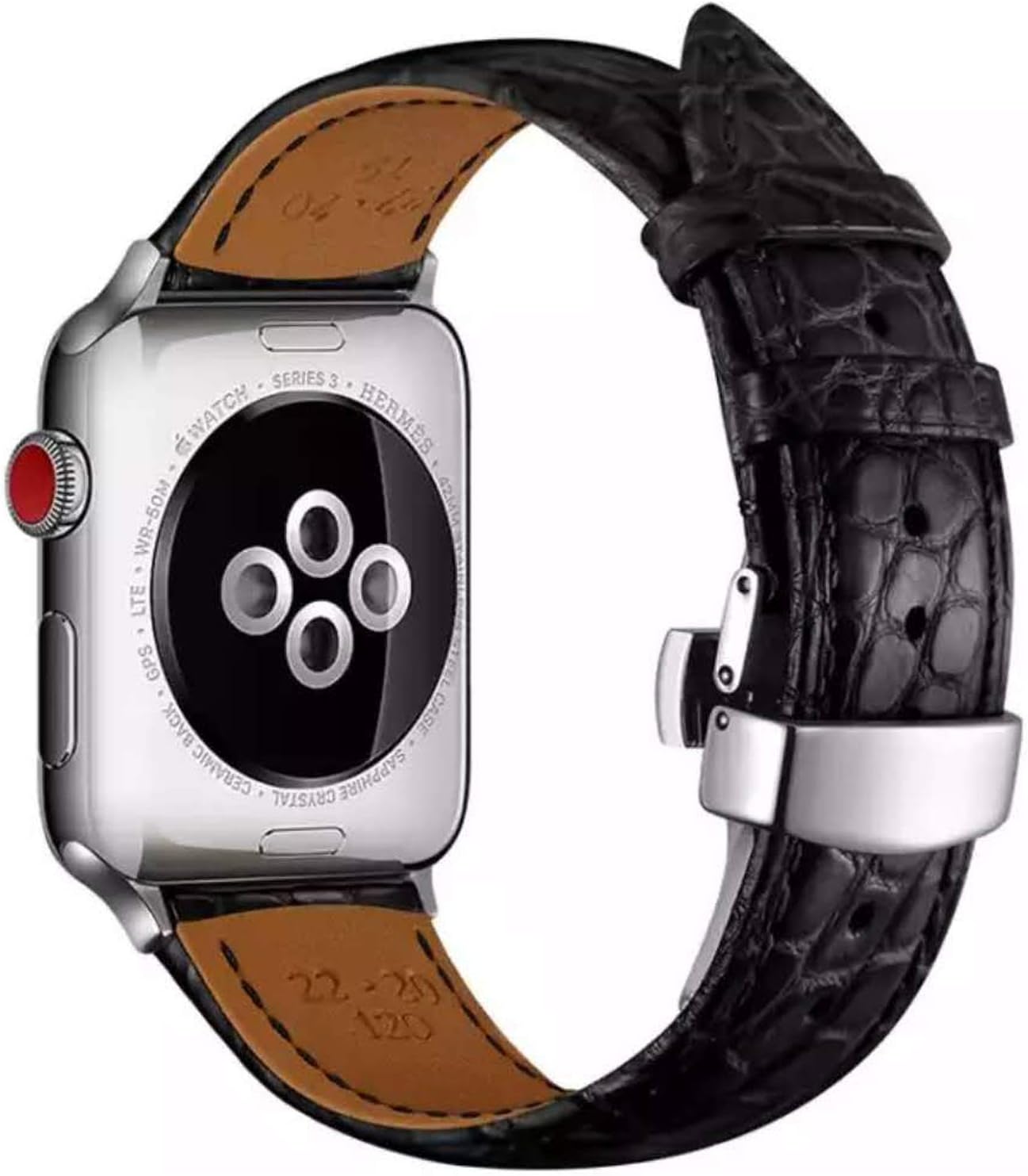 MUENShop Compatible with Apple Watch Alligator Strap 49mm 45mm 44mm 40mm 41mm Real Crocodile Replacement Band for iWatch Series 9 8 7 6 5 4 SE,Ultra/Ultra 2 - Image 3