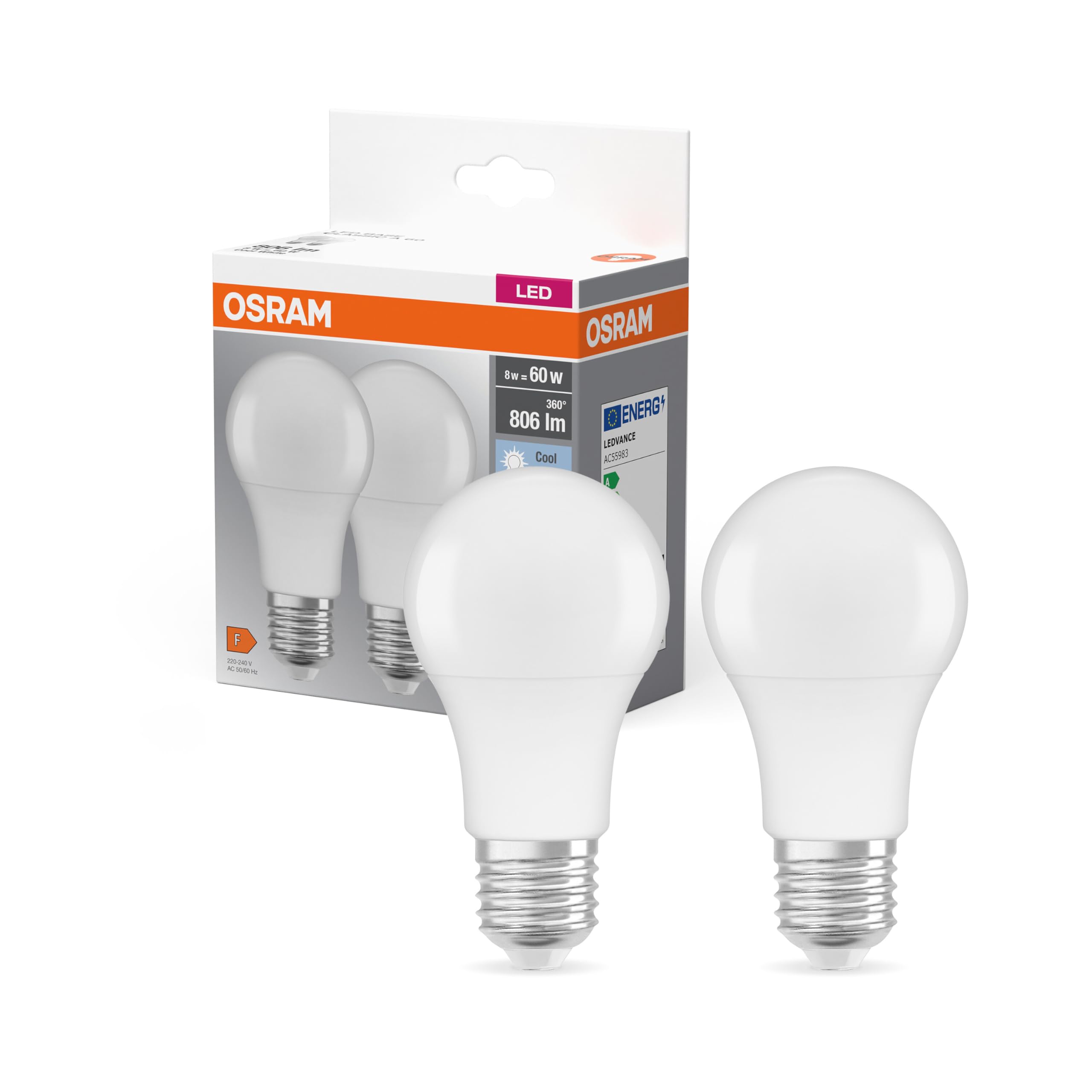 Osram Lamps LED Bulb, 8.5 W, Cool White, 2