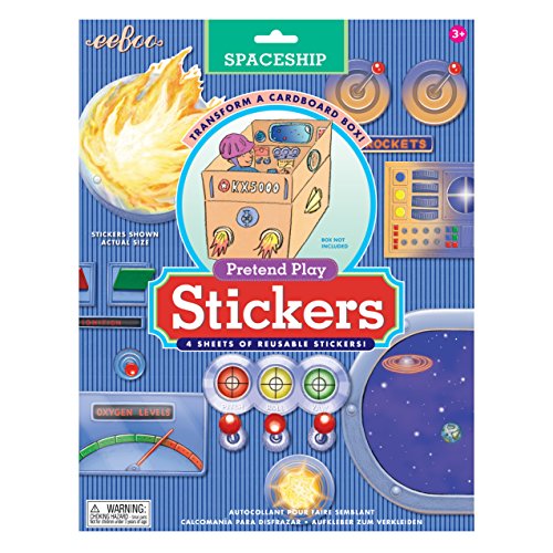 eeBoo Spaceship Pretend Play Cardboard Box Reusable Stickers