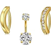 VCMART Belly Button Ring Belly Button Piercing Surgical Steel Belly Rings 14G Belly Button Rings Belly Navel Rings Piercing Jewelry