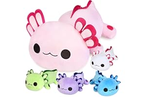 KMUYSL Axolotl Plush Toys for Ages 0 1 2 3 4 5 6 7 8+ Year Old Boys Girls- Axolotl Mommy Stuffed Animal with 4 Baby Axolotls in Her Tummy, Christmas Birthday Gifts for Baby, Toddler, Kids