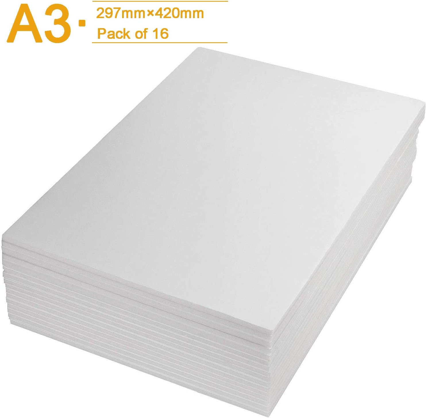 ASelected 16 Pack A3 (420 x 297mm) Foam Board, 5mm Thick Polystyrene Foam Sheet for Model Making Mounting Photos