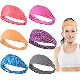 Dreamlover Workout Headbands for Women Athletic, Sweatbands, Sports Headbands for Exercise, 6 Pieces