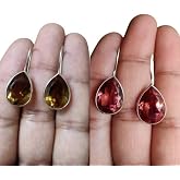 Turkish Diaspore Earring Color Changing Gemstone 925 Sterling Silver Handmade Fixed Hook Earrings Pear Shape Cut Sultanit Stone Jewelry Gift for Her