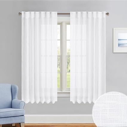 Light Filter White Sheer Curtains Pony Dance Thick Faux Linen