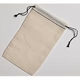 3x5 Inch Black Hem and Black Double Drawstring Cotton Muslin Bags 50 Count Pack