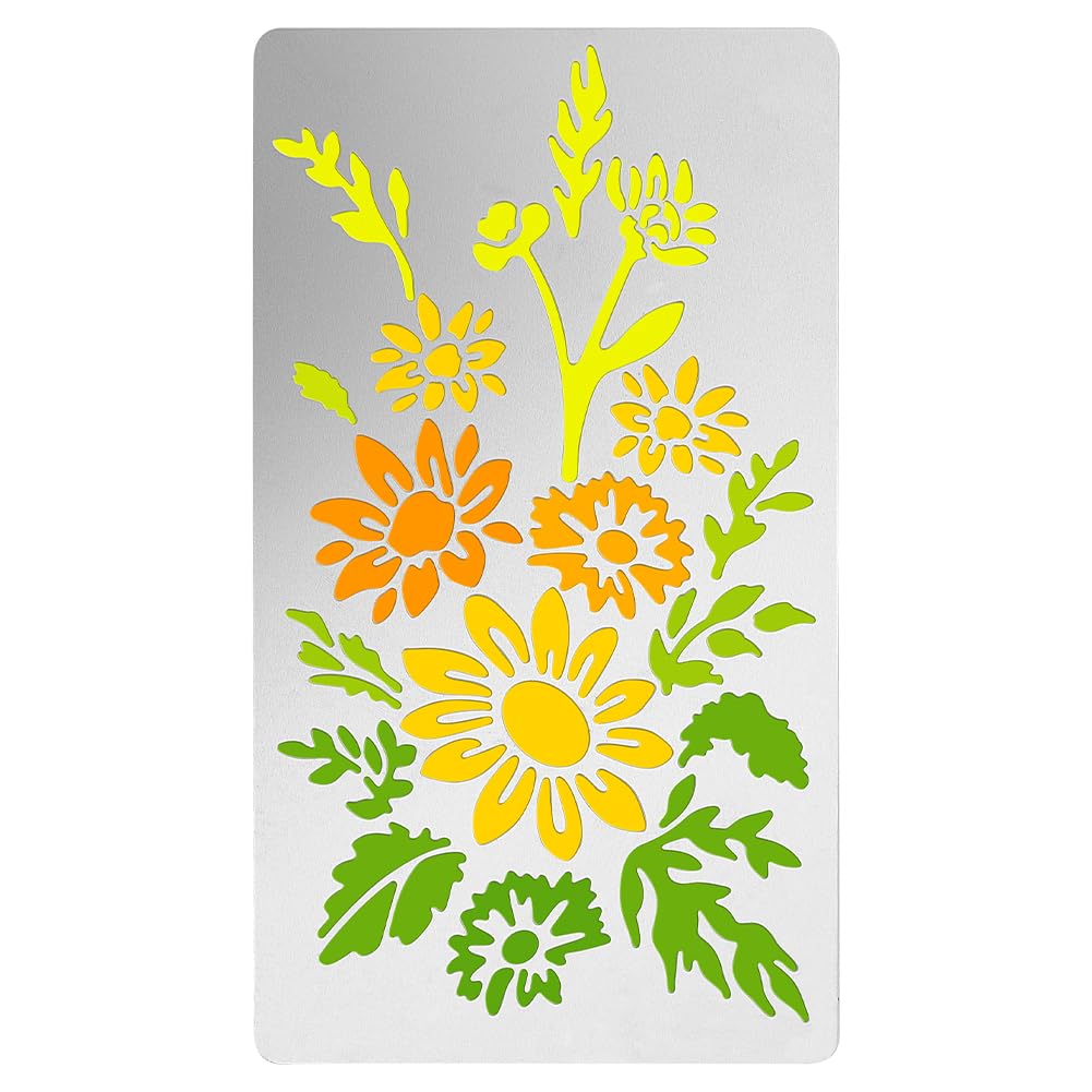 UNICRAFTALE Sunflowers Bouquet Metal Stencil Stainless Steel Template Tool Leaf Metal Stencils for Journaling Flower Cutting Dies Stencils for DIY Scrapbooking Photo DIY Paper Card