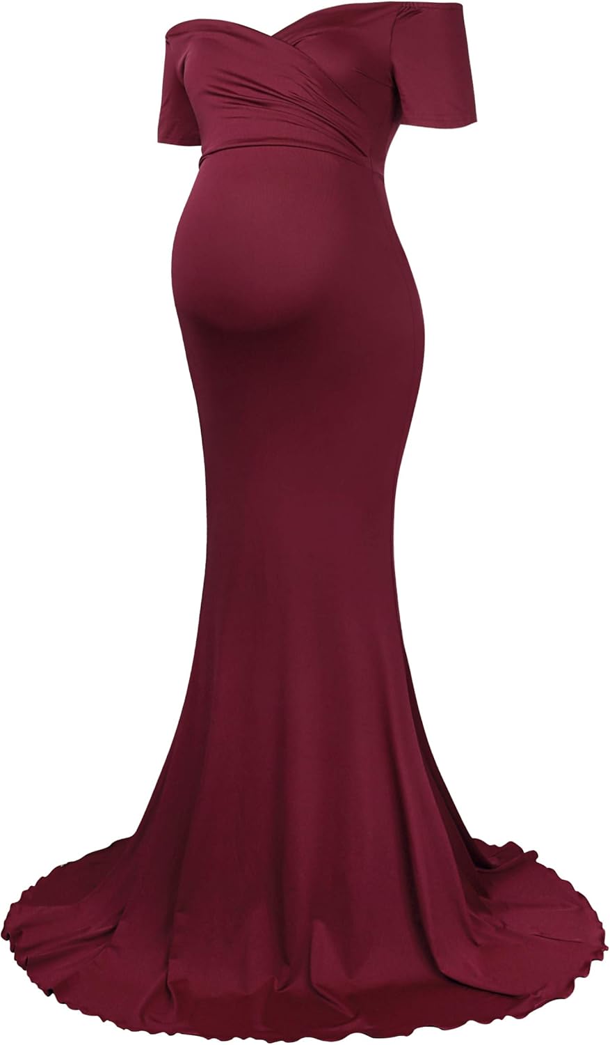 Molliya Maternity Long Dress Off Shoulder Elegant Fitted Gown Stretchy Maxi Photography Dress: Clothing