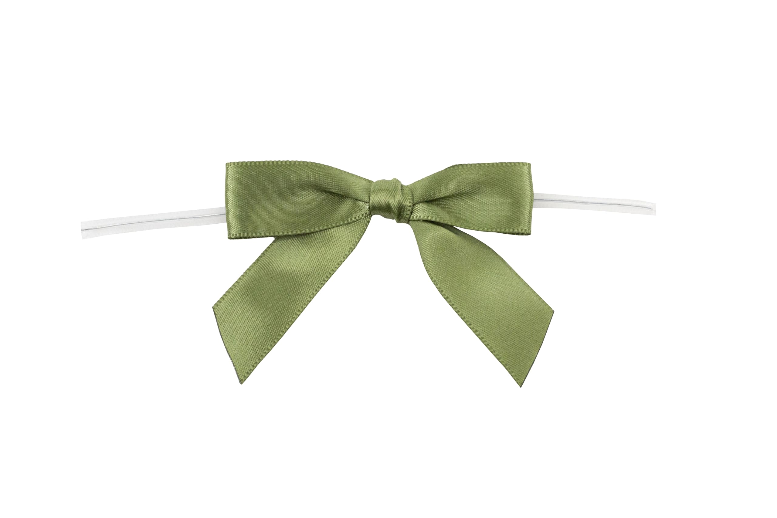Reliant Ribbon 100 Piece Bow 2.5 Span X 1.75 Tails Twist Tie Ribbon, Moss, 5/8"