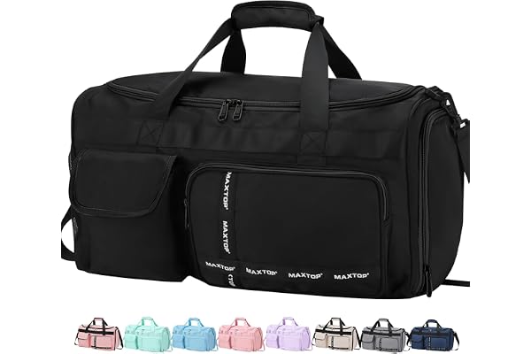 MAXTOP Large Gym Bag Women Men with Shoe Compartment Wet Dry Separation Black Carry on Duffle Bag for Travel Sports Yoga Fitn