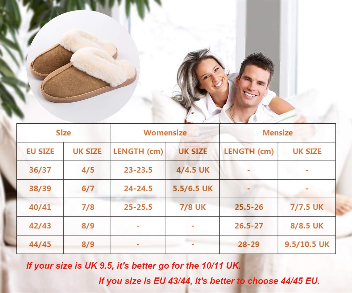 TUONROAD Herren Damen Hausschuhe Winter Plüsch Warm Pantoffeln Freizeit Anti-Skid Home Schuhe 40/41 EU, Braun