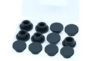 UILLCUET 12PCS 3/4 inch / 20mm Black Hole Plugs Silicone Rubber Plugs for Round Holes, Rubber Stoppers Waterproof Tube Plugs Flexible T-Type, Used for Sealing Plugs Bathtub Jet Covers, Fit for 19~20mm Hole