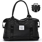 Travel Gym Bag for Women, LANBX Tote Bag Carry on Luggage Sport Duffle Weekender Overnight Bags with Wet Pocket (Black)