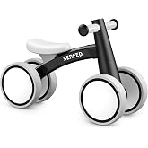 SEREED Baby Balance Bike for 1 Year Old Boy Girl, First Birthday Gift Toy | 12-24 Months Toddler Bike, First Learning Ride on Toys, 4 Silent Wheels Indoor Outdoor Baby Walker, Black