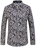 SSLR Men's Paisley Printed Regular Fit Casual Long Sleeve Shirt