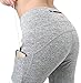 MYoga Women's Yoga Pants Workout Capri Leggings Running Tights w Side Pocket (M, Grey)