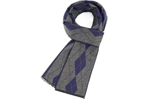 Prupoky Mens Winter Scarf Cashmere Feel Warm Scarves Long Plaid Tassel Scarf for Men