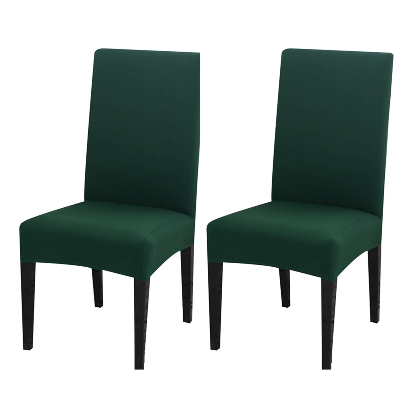 Photo 1 of 2 Pack Dining Chair Covers, Stretch Spandex Removable Washable Protector Chair Slipcovers for Dining Room Kitchen Hotel (Hunter Green)