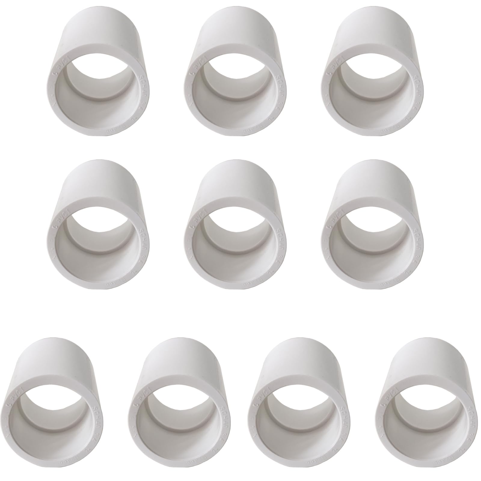 Photo 1 of 10Pcs White PVC Coupling, 3/4 inch PVC Slip Socket Connectors, Sch40 PVC Pipe Coupling Adapter Pipe Fittings, PVC Straight Pressure Pipe Fittings for Home or Industrial Use, Socket x Socket
