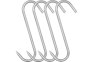 8 Inch S-Hook Meat Hooks Heavy Duty Stainless Steel Meat Processing Butcher Hook Hanging Drying BBQ Grill Cooking Metal Meat 