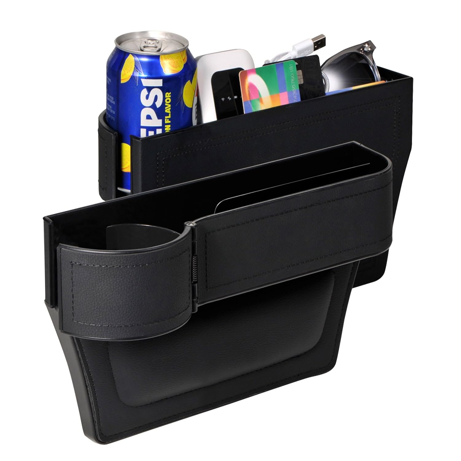 Photo 1 of Hiseanllo Car Seat Gap Filler Organizer, 2 Pack Multifunctional Car Seat Organizer with Adjustable Cup Holder, Universal Car Seat Storage Box for Phone, Glasses