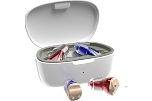 MEIMOUSE Hearing Aids for Seniors, Invisible Hearing Amplifiers with Noise Cancelling, Rechargeable Hearing Aids for Severe Hearing Loss Adults, Comfort In-ear Hearing Devices(Red and blue)