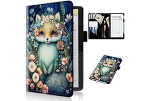 EDGFRTOIO Server Books for Waitress with Zipper Pocket - Animal Flowers Waitress Book Notepad Leather Waiter Serving Organizer Wallet, Restaurant Guest Check Book Holder Presenter Fit Server Aprons, Fox Floral