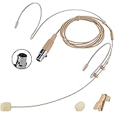 Dual Earhook Headset Microphone - Compatible with Shure Wireless Transmitter, Over-Ear TA4F Mini XLR Mic with Windscreen, Clear Sound for Lectures, Performances, Theater – Professional, Lightweight