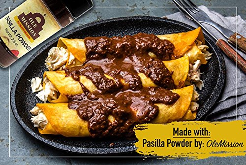 Pasilla Chili Powder 4 oz Ground Chile For Mole Sauce, Taco Seasoning, Tamales, Salsa, Chili, Meats, Soups, Stews by Ole Mission