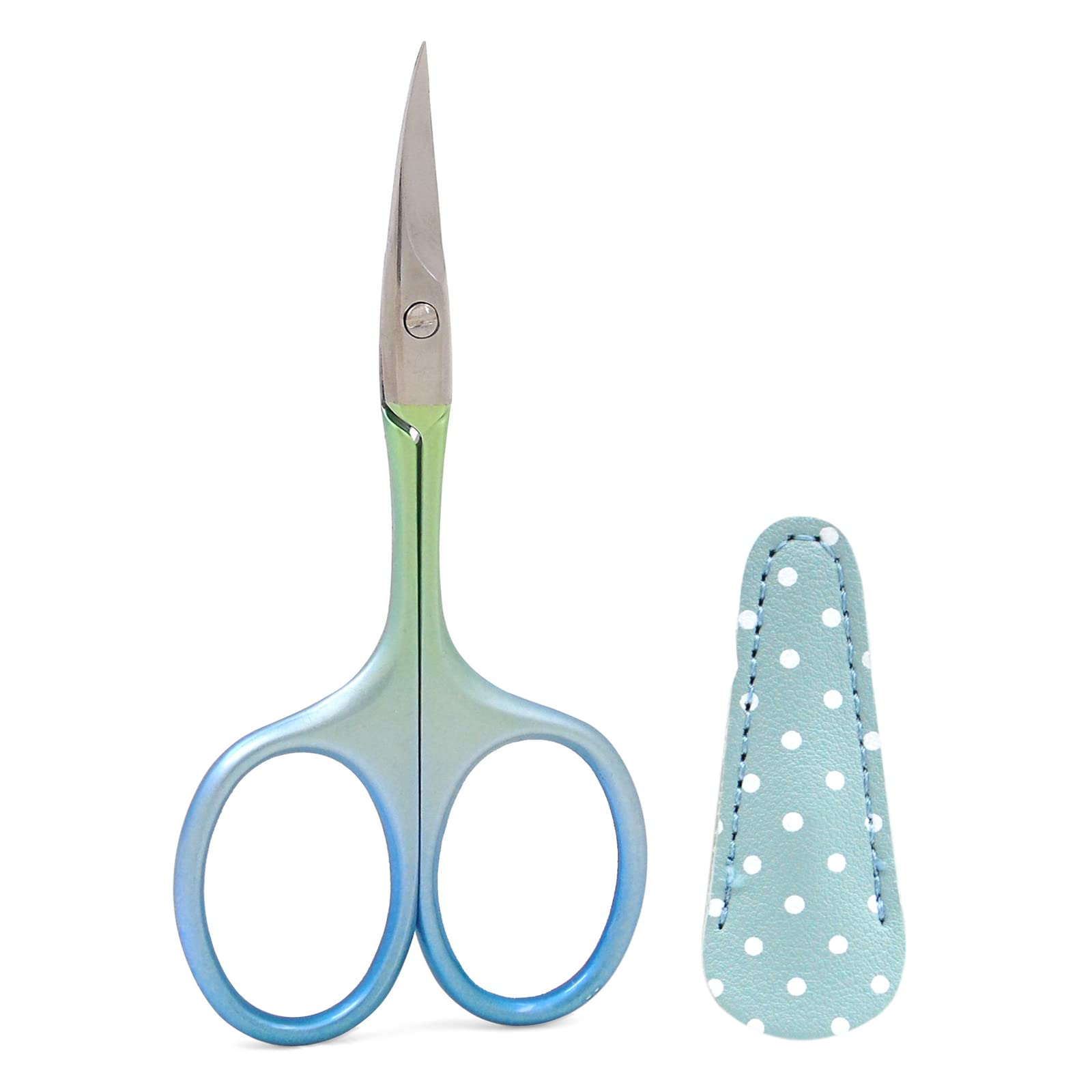 Blue Faux Leather Covered Curved Scissors for Embroidery, Cross-Stitch, Crochet & Craft - Sewing Scissors with Yarn & Thread Trimming Blade