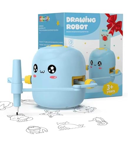 Robot De Dibujo Para Niños Con Guía De Voz Bilingüe, 100 Tarjetas Y 12 Bolígrafos De Colores, Juguete Educativo Montessori Que Fomenta La Creatividad Y La Coordinación