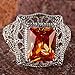 Psiroy 925 Sterling Silver Plated Simulated Morganite Filigree Art Deco Statement Ring Size 7