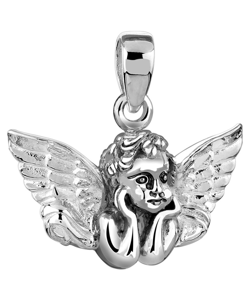 Nenalina Angel Head Pendant Polished for Women Necklace Made of 925 Sterling Silver, Gold Plated, 361335-900