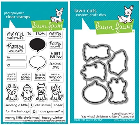 Lawn FawnSay What? Christmas Critters Clear Stamp Set and Coordinating Lawn Cuts Custom Craft Dies Two Item Bundle (LF1778, LF1779)