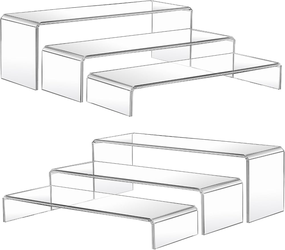 MerryNine Acrylic Risers Display Set 2x3 Sizes Clear U-Shape Stand