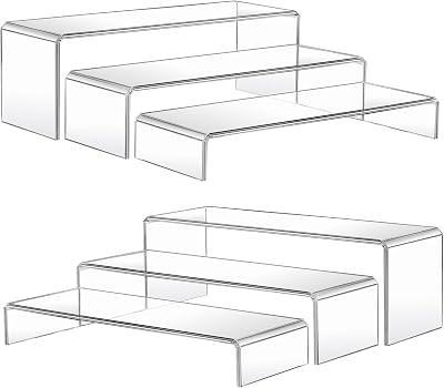 MerryNine Acrylic Risers Display Set 2x3 Sizes Clear U-Shape Stand