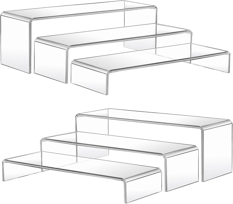 MerryNine Acrylic Risers Display Set 2x3 Sizes Clear U-Shape Stand