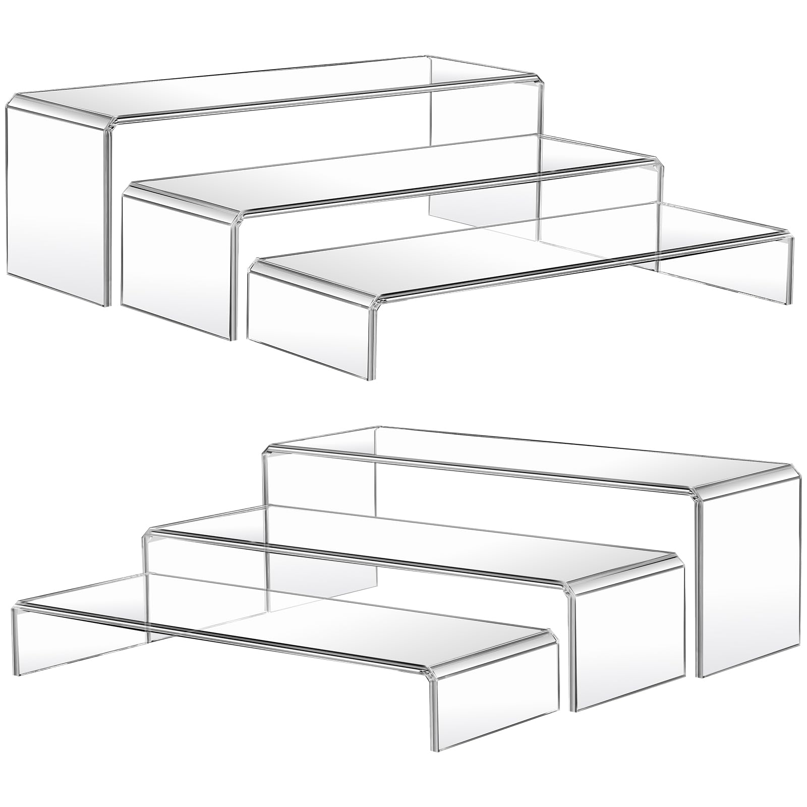 MerryNine Acrylic Risers for Display, Clear Display Stand Risers, multifunction acrylic transparent Pop stand for Cupcakes, Figures, cosmetics, Collectibles Display (U-shape)