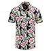 Hopioneer Men’s Aloha Shirts - Short Sleeve Button Down Brushed Hawaiian Shirt with Floral Print (Size M)