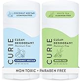 Curie Aluminum Free Deodorant - Coconut Nectar + White Tea - Natural Deodorant, Paraben Free, Cruelty Free, Non-Toxic, Vegan (2pk)