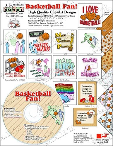 ScrapSMART - Basketball Fan - Software Collection - Jpeg &amp; PDF files (CDBKG133)