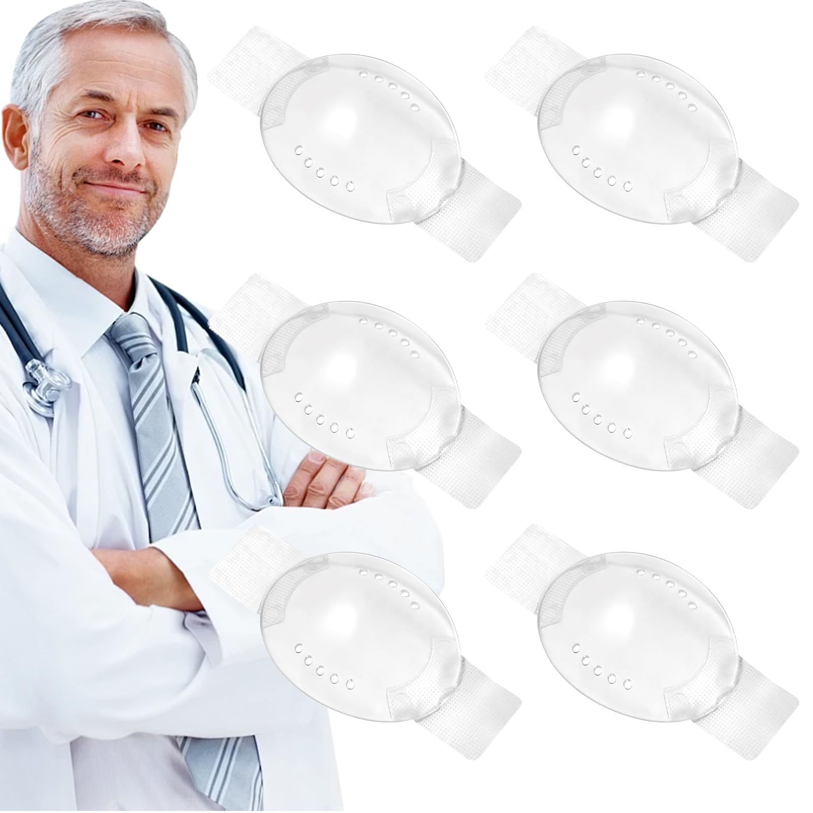 MADGININE 6 Pcs Eye Shield After Cataract Surgery, Breathable Eye Shield for Adults and Kids, 9 Hole Protective Plastic Eye Patch for Eye Surgery Covering