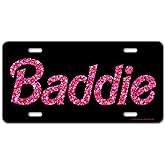 Honey Dew Gifts, Baddie, 12 inch by 6 Inch, Funny License Plate, Vanity Plates Cars, Pink Accessories Women, Cute Girly Glittery Car Tag, Accessories for Teens, HDG-1554