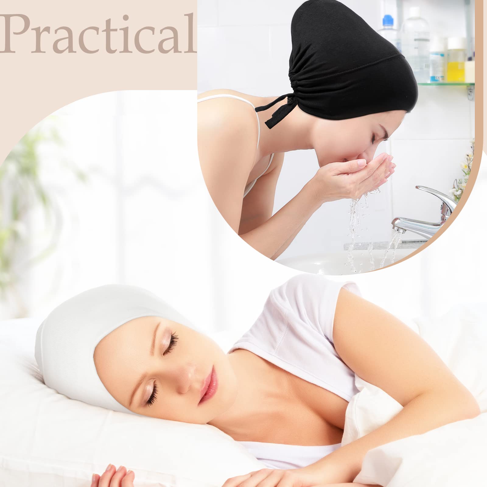 JenPen 4 Pcs Hijab Scarves for Women Hijab Undercap with Tie Adjustable Islamic Muslim Undercap (black and White)