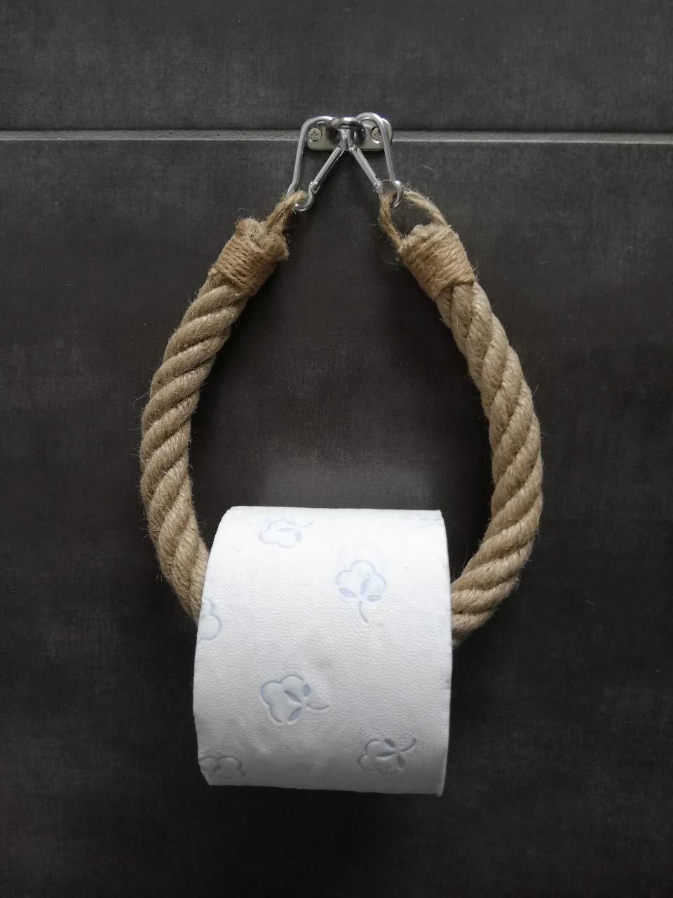 Solenzo - Vintage Toilet Paper Holder - Towel Holder - Rope - Industrial Style - Made in France