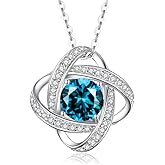 Mothers Day Gifts for Wife- Birthstone Necklace Gifts for Women, Love Knot Necklaces for Women 925 Sterling Silver Anniversary Valentines Mothers Day Birthday Gifts Jewelry for Women Wife Mom Girlfriend Her