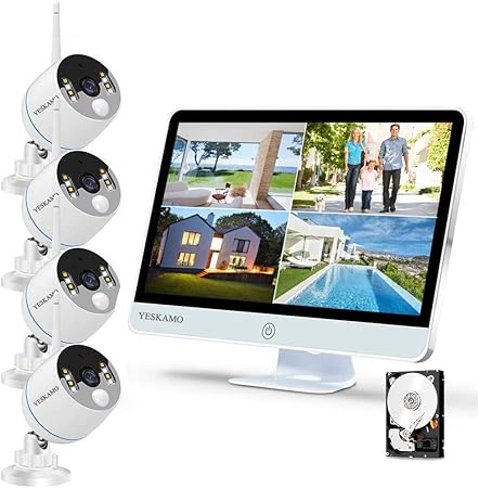 Amazon Com Yeskamo Long Range Wireless Outdoor Home Security Camera System With 16inch 1080p Ips Monitor 2tb Hard Drive Floodlight Audio 3mp Spotlight Ip Cameras 8ch Wifi Surveillance System 2 Way