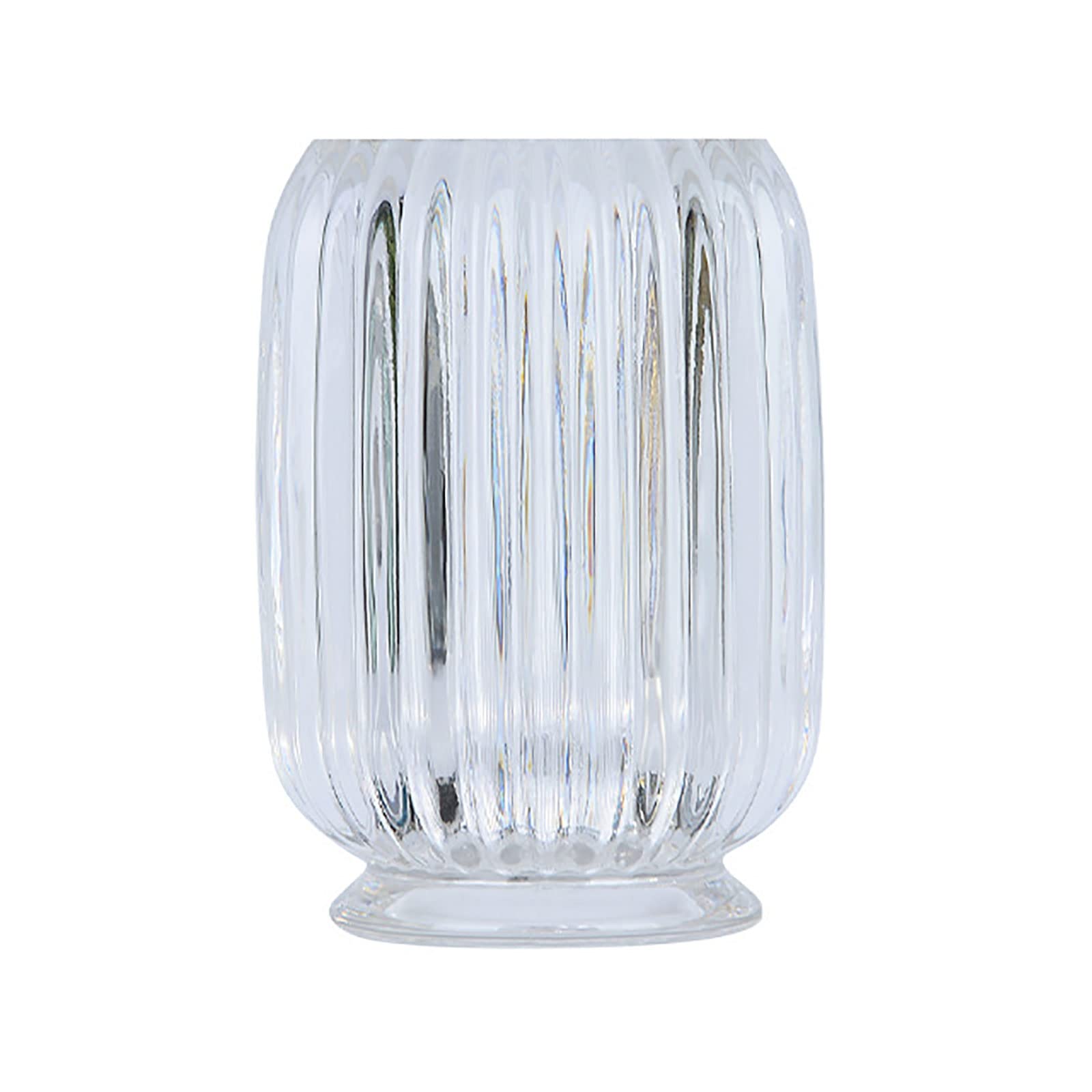 DASITON Makeup Brush Holder Organiser, Crystal Cosmetic Make Up Brush Holder, Glass Makeup Brushes Storage Organiser, Vintage Make Up Cup Striped Vase (Clear)