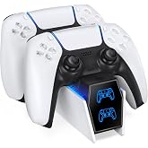 OIVO PS5 Controller Charging Station, 2H Fast Charger for DualSense &amp; Edge | Dual PS5 Controller Charging Dock, Comes with 2 Cable Types, Built-in Short-Circuit Protection, for PS5 Accessories Kit