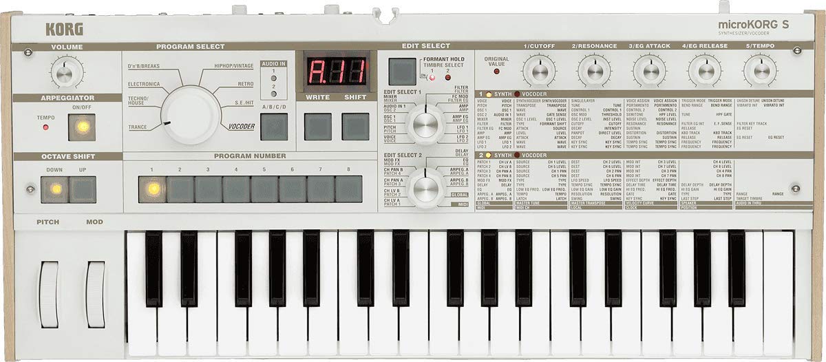 Korg - MICROKorgS - 37 Key Analogue Modelling Synthesizer with Vocoder - White